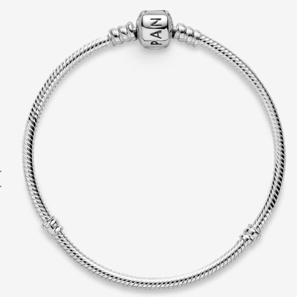 Pandora Moments Barrel Clasp Snake Chain Bracelet 925 Silver - Picture 1 of 12